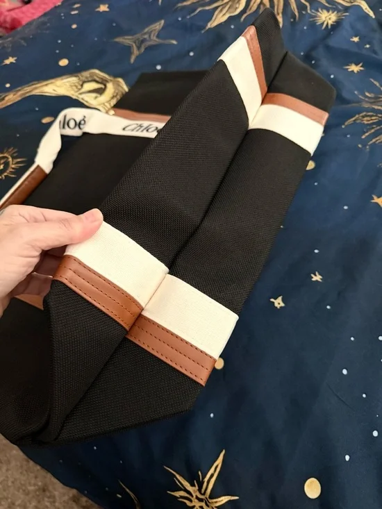 New large Black Canvas Tote with Contrast Straps - Picture 3 of 6